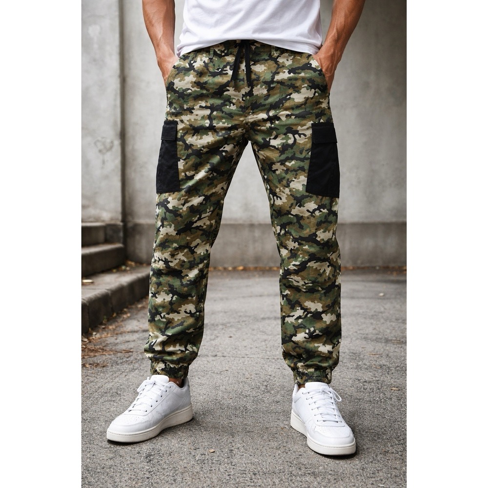 3XL Retro Stitch Men's Cargo Pants Tapered Leg Elastic Cuff 28" Inseam